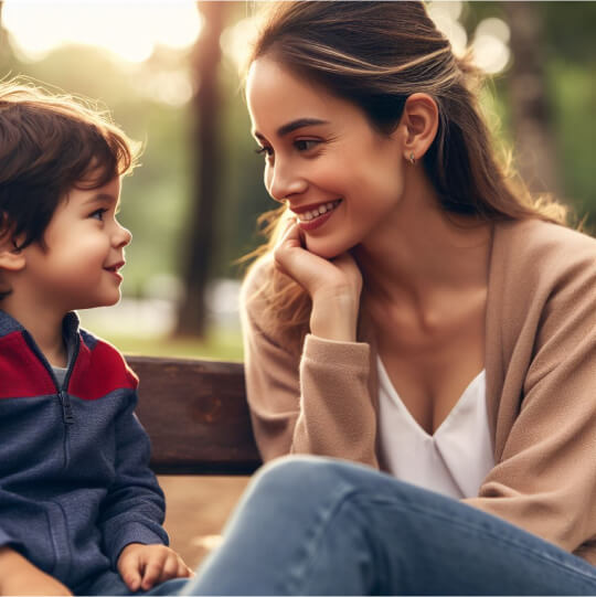 Женщина разговаривает с ребенком